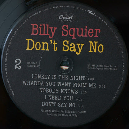 Billy Squier : Don't Say No (LP, Album, Win)