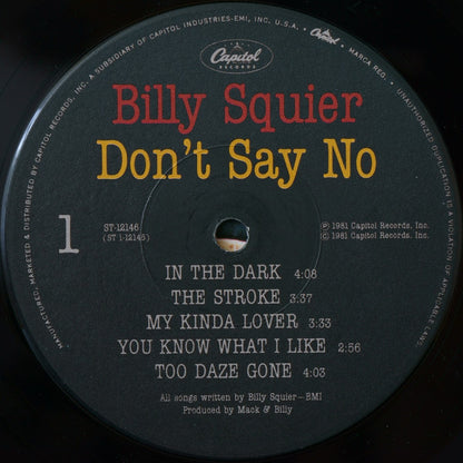 Billy Squier : Don't Say No (LP, Album, Win)