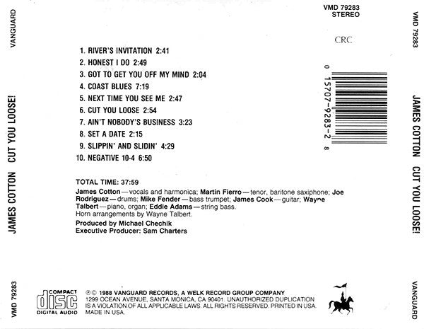James Cotton : Cut You Loose! (CD, Album, RE)