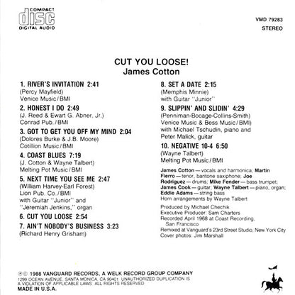 James Cotton : Cut You Loose! (CD, Album, RE)
