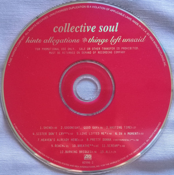 Collective Soul : Hints Allegations & Things Left Unsaid (CD, Album, Promo)