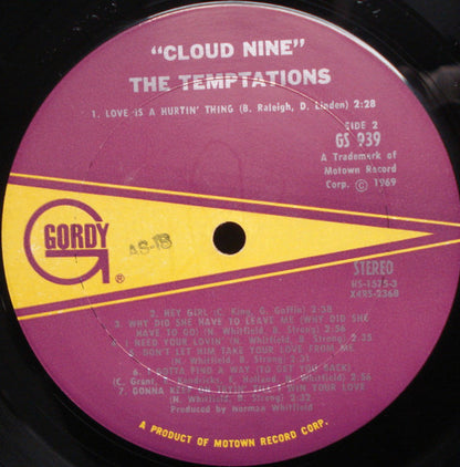 The Temptations : Cloud Nine (LP, Album, Pit)