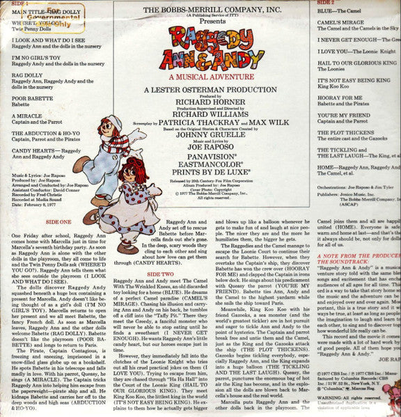 Joe Raposo : Raggedy Ann & Andy A Musical Adventure (LP, Album)