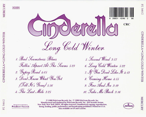 Cinderella (3) : Long Cold Winter (CD, Album, Club)