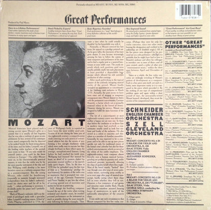 Mozart* / Isaac Stern, Alexander Schneider, English Chamber Orchestra / George Szell, The Cleveland Orchestra : Mozart: Violin Concertos No. 4 & 5 (LP, Comp, RM)