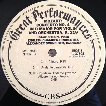 Mozart* / Isaac Stern, Alexander Schneider, English Chamber Orchestra / George Szell, The Cleveland Orchestra : Mozart: Violin Concertos No. 4 & 5 (LP, Comp, RM)