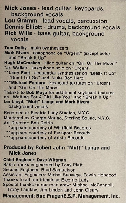 Foreigner : 4 (Cass, Album)