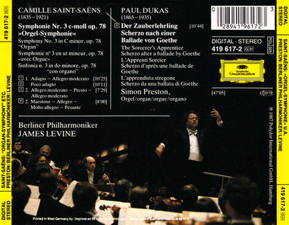 Saint-Saëns* / Dukas*, Simon Preston, Berliner Philharmoniker, James Levine (2) : »Orgel-Symphonie« = Symphony No. 3 »Organ« = »Avec Orgue« / L'Apprenti Sorcier (CD, Album, PDO)