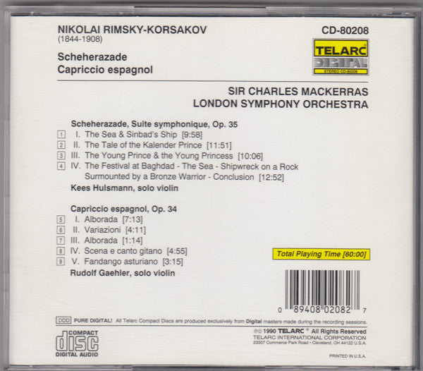 Nikolai Rimsky-Korsakov • Sir Charles Mackerras, London Symphony Orchestra : Rimksy-Korsakov: Scheherazade, Capriccio Espagnol (CD, Album)