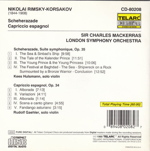 Nikolai Rimsky-Korsakov • Sir Charles Mackerras, London Symphony Orchestra : Rimksy-Korsakov: Scheherazade, Capriccio Espagnol (CD, Album)