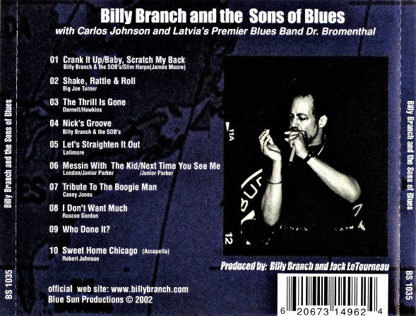 Billy Branch And The Sons Of Blues Featuring Carlos Johnson : Billy Branch And The Sons Of Blues (CD, Album)