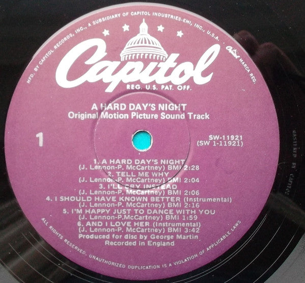 The Beatles : A Hard Day's Night (LP, Album, RE, Win)