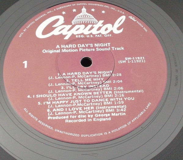 The Beatles : A Hard Day's Night (LP, Album, RE, Win)