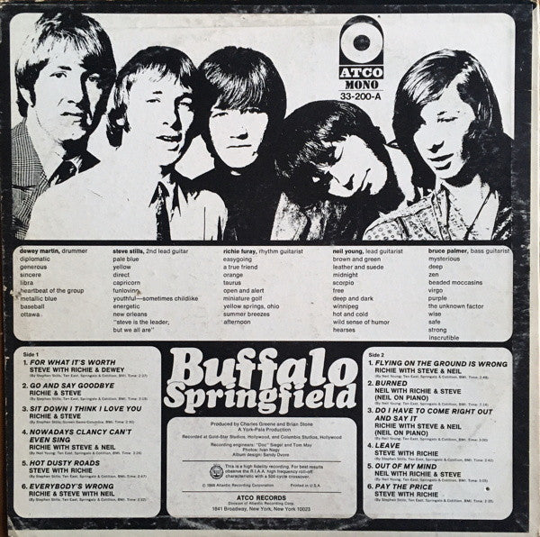 Buffalo Springfield : Buffalo Springfield (LP, Album, Mono, RE)