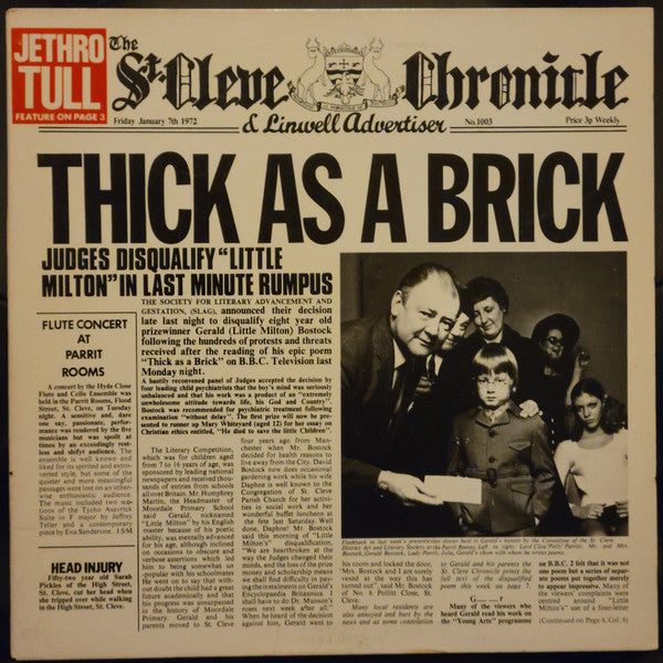 Jethro Tull : Thick As A Brick (LP, Album, RE, Gat)