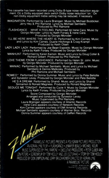 Various : Flashdance (Original Soundtrack From The Motion Picture) (Cass, Album, 72,)
