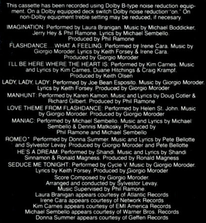 Various : Flashdance (Original Soundtrack From The Motion Picture) (Cass, Album, 72,)