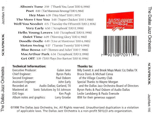 Dallas Jazz Orchestra With Galen Jeter : Scrapbook (CD, Comp)