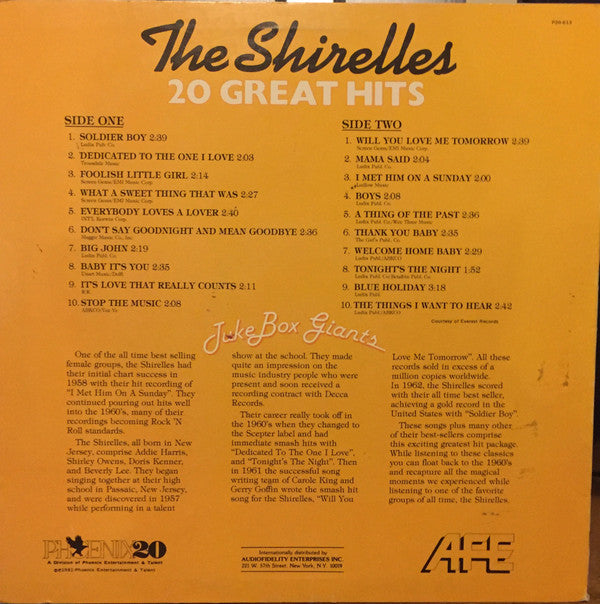 The Shirelles : Juke Box Giants - 20 Hits Of The Shirelles (LP, Comp)