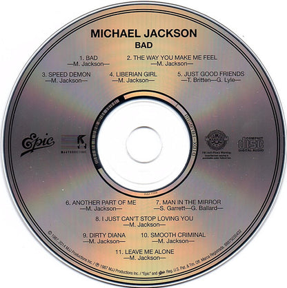 Michael Jackson : Bad (CD, Album, RE)