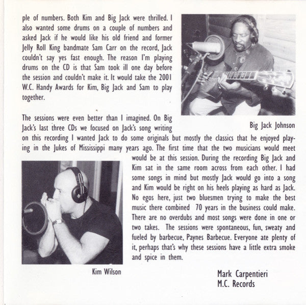 Big Jack Johnson With Kim Wilson And Special Guest Pinetop Perkins : The Memphis Barbecue Sessions (CD, Album)