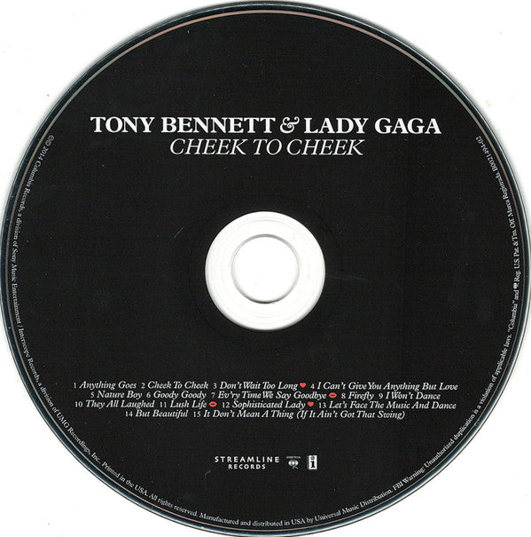Tony Bennett & Lady Gaga : Cheek To Cheek (CD, Album, Dlx)