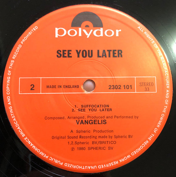 Vangelis : See You Later (LP, Album)
