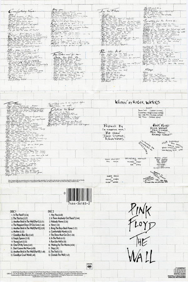 Pink Floyd : The Wall (2xCD, Album, RE)