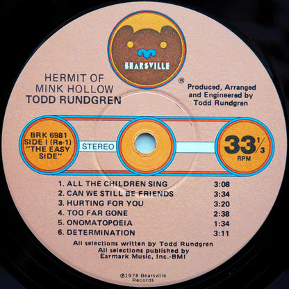 Todd Rundgren : Hermit Of Mink Hollow (LP, Album, Win)