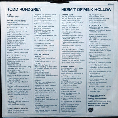 Todd Rundgren : Hermit Of Mink Hollow (LP, Album, Win)