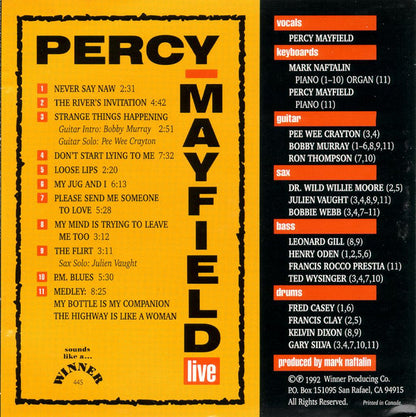 Percy Mayfield :  Percy Mayfield Live (CD, Album)