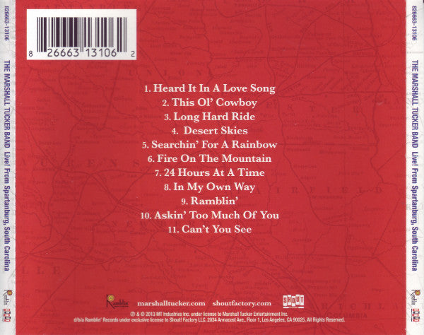The Marshall Tucker Band : Live! From Spartanburg, South Carolina - The South Carolina Music Hall Of Fame Concert (CD)