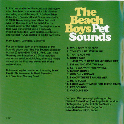 The Beach Boys : Pet Sounds (HDCD, Album, Mono, RE, RM, EMI)