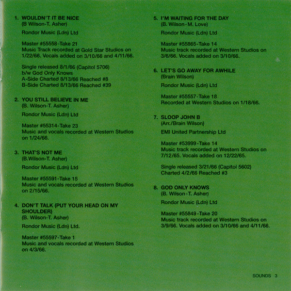 The Beach Boys : Pet Sounds (HDCD, Album, Mono, RE, RM, EMI)