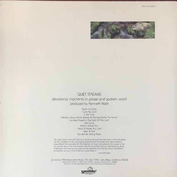 Various : Quiet Streams:  Devotional Moments In Praise And Spoken Word (LP, Album)