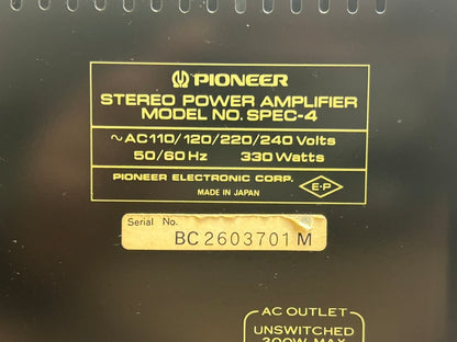 Pioneer SPEC 1 Stereo Preamplifier & SPEC 4 Power Amplifier * Fully Serviced to Factory Specs * Local Pickup ONLY
