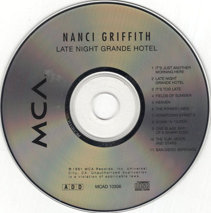 Nanci Griffith : Late Night Grande Hotel (CD, Album)