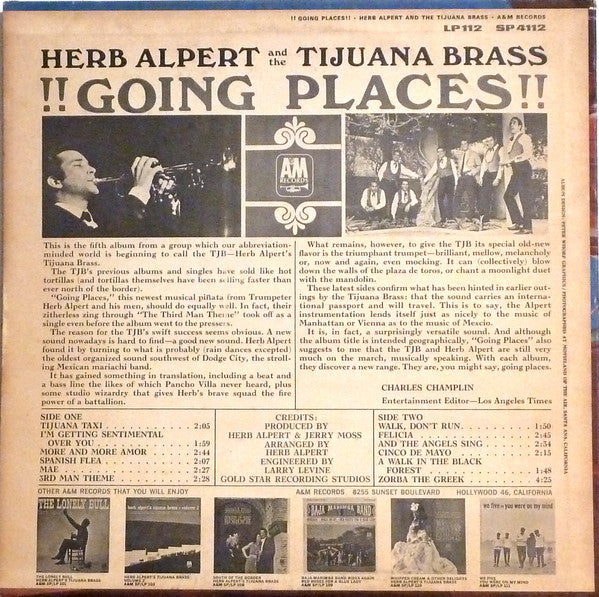 Herb Alpert & The Tijuana Brass : !!Going Places!! (LP, Album, Pit)