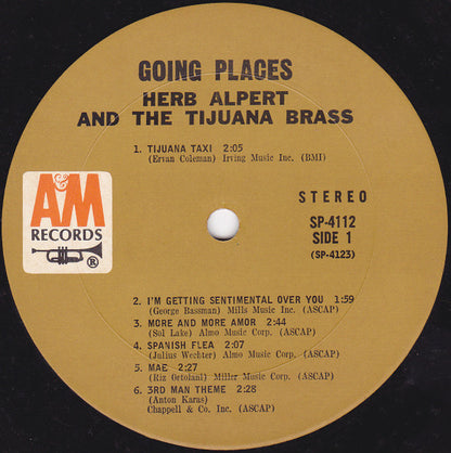 Herb Alpert & The Tijuana Brass : !!Going Places!! (LP, Album, Pit)