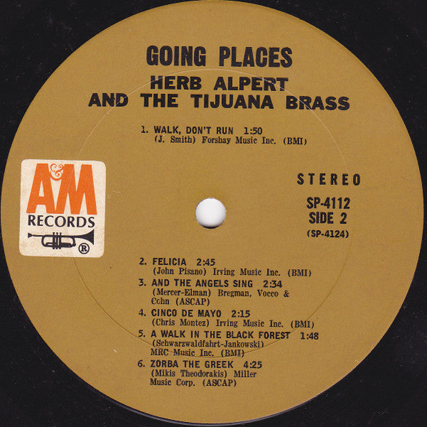 Herb Alpert & The Tijuana Brass : !!Going Places!! (LP, Album, Pit)