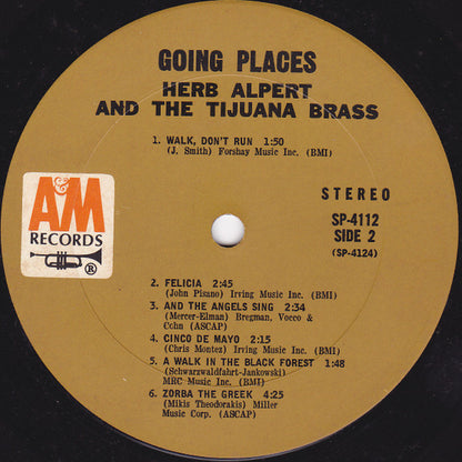 Herb Alpert & The Tijuana Brass : !!Going Places!! (LP, Album, Pit)