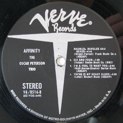 The Oscar Peterson Trio : Affinity (LP, Album, MGM)