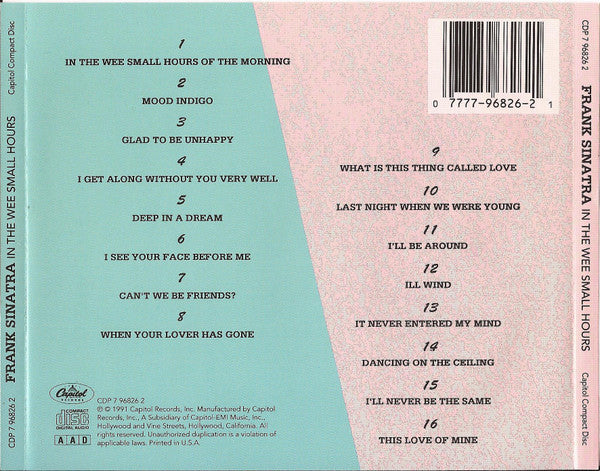Frank Sinatra : In The Wee Small Hours (CD, Album, RE, RM)