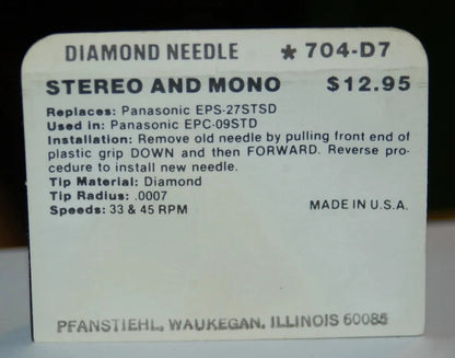 0704-D7 Pfanstiehl * Panasonic EPS-27STSD Stylus