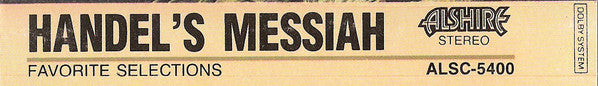 George Frederick Handel*, The London Philharmonic Orchestra*, Walter Susskind, The London Philharmonic Choir*, Frederick Jackson : Favorite Selections From Handel's Messiah (Cass, Comp)