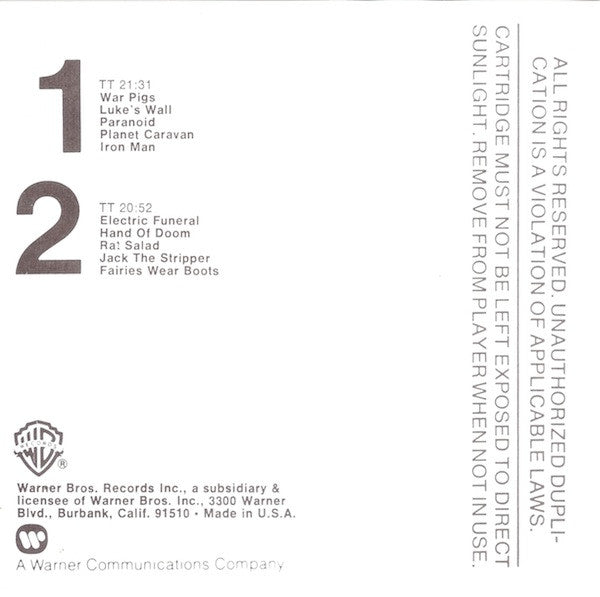 Black Sabbath : Paranoid (Cass, Album, Club, RE)