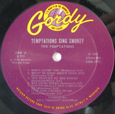 The Temptations : The Temptations Sing Smokey (LP, Album, Mono, Roc)