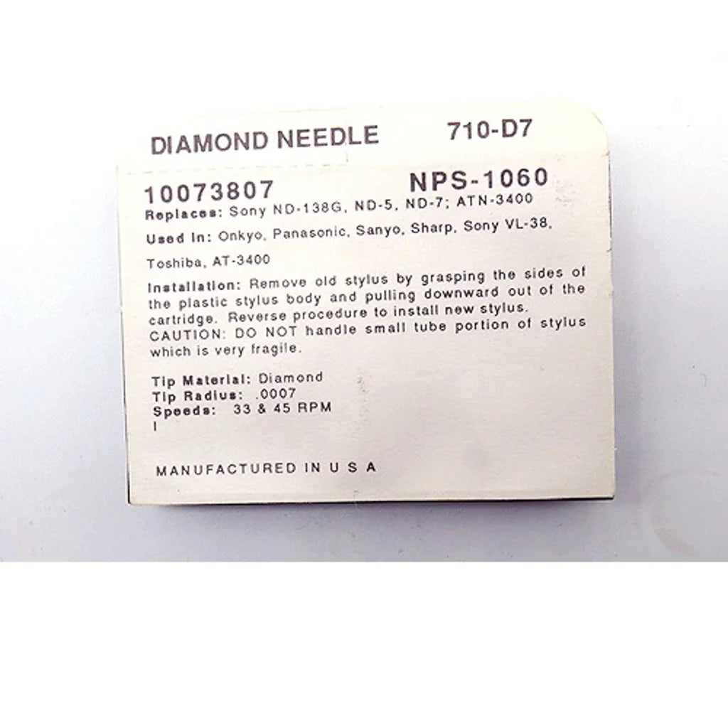 0710-D7 Pfanstiehl * Audio Technica ATN3400 Sony ND-138G, ND-147G Stylus