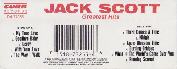 Jack Scott : Jack Scott's Greatest Hits (Cass, Comp)