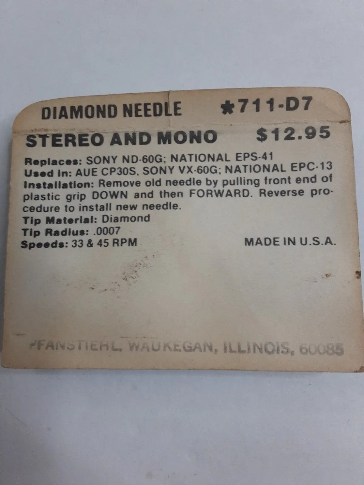 0711-D7 Pfanstiehl * Sony ND-60G; EPS-41 Stylus